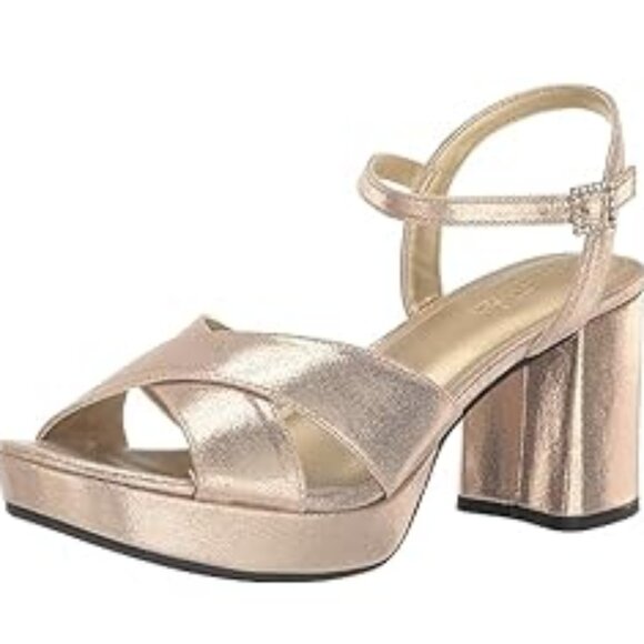 Kenneth Cole Reaction Size 7.5 Women's Gold Reeva Criss-Cross Platform Sandals - Picture 1 of 11